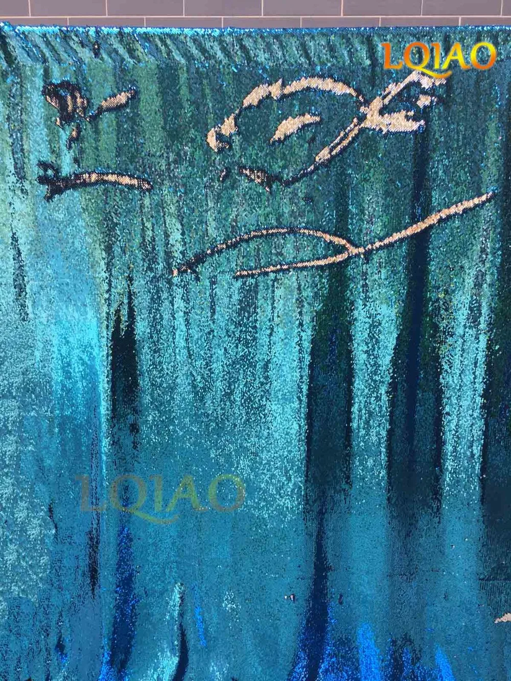 Turquoise Silver Reversible Sequin Backdrop-001