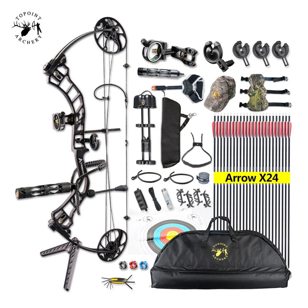 

USA Topoint Archery Trigon Compound Bow 19-70Lbs Full Package,CNC Milling Bow Riser,USA Gordon Composites Limb,BCY String