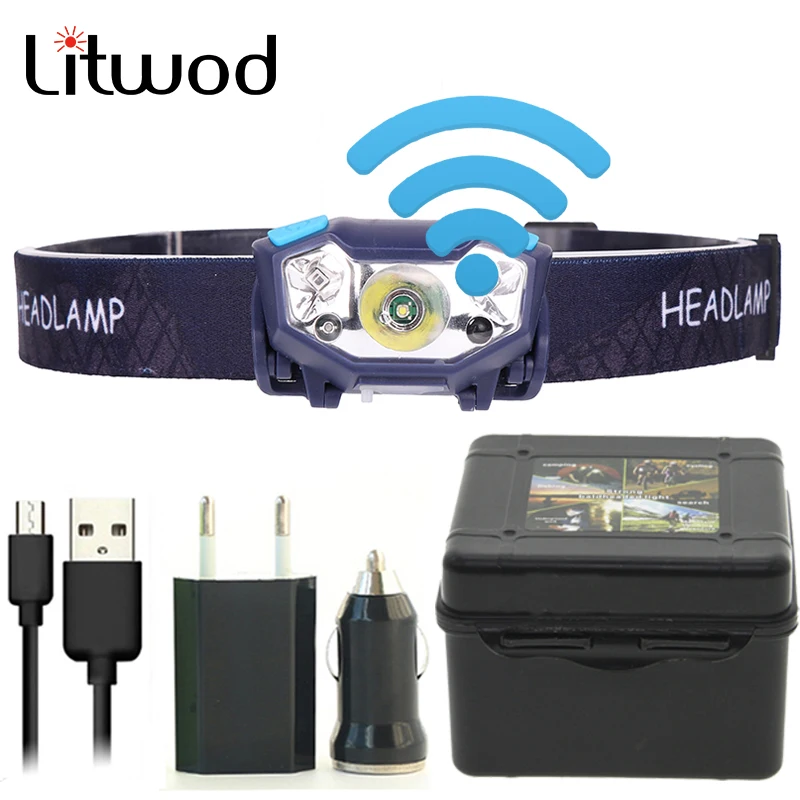 

Litwod Z20 5000LM Body Motion Sensor Mini Rechargeable LED HeadLamp head lamp Bicycle Headlight Dexterous USB Flash light