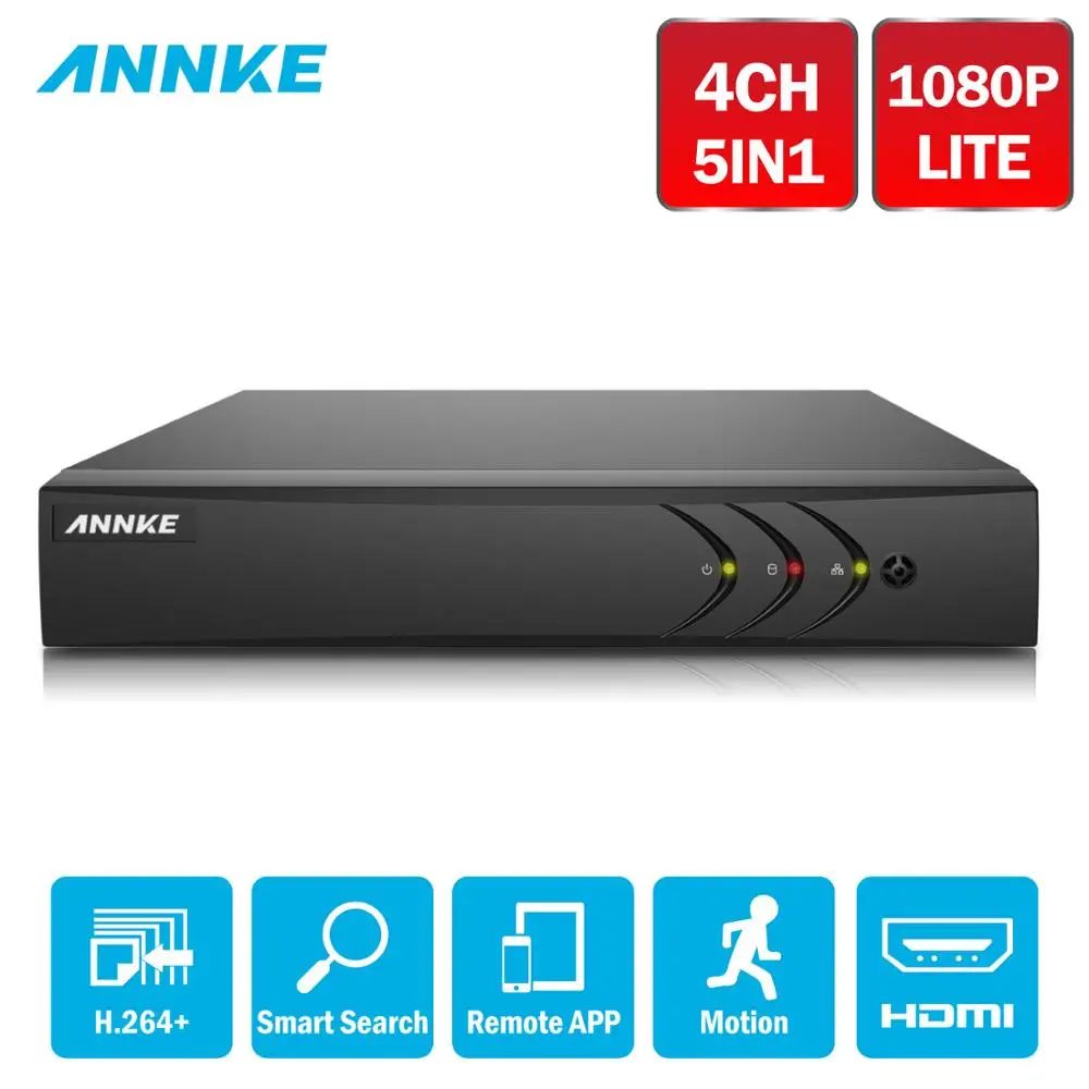 ANNKE 4CH 1080N 5в1 TVI CVI AHD сетевой видеорегистратор HDMI H.264+ DVR видеорегистратор для система камер домашней безопасности = HIK DS-7204HGHI-F1