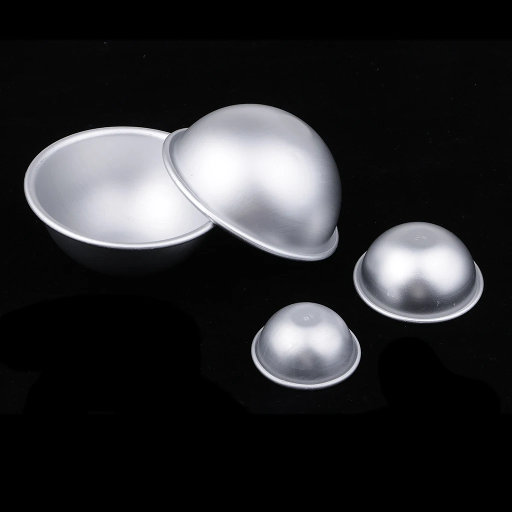 5 Set Aluminum Half Round Bath Bombs Mold With 1 Capper & 200 pcs Wrap Bag DIY Soaps ,Candles and Cake Decorating Mould Tools