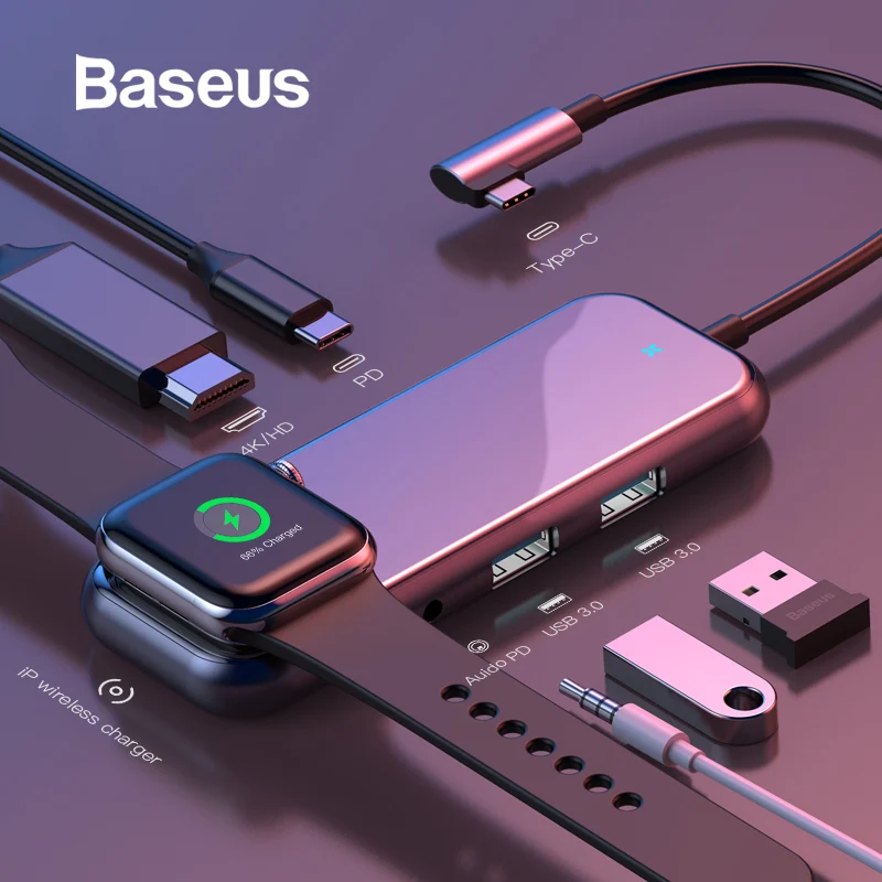 Baseus Multi USB Type C HUB to 3.0 HDMI RJ45 USB HUB for
