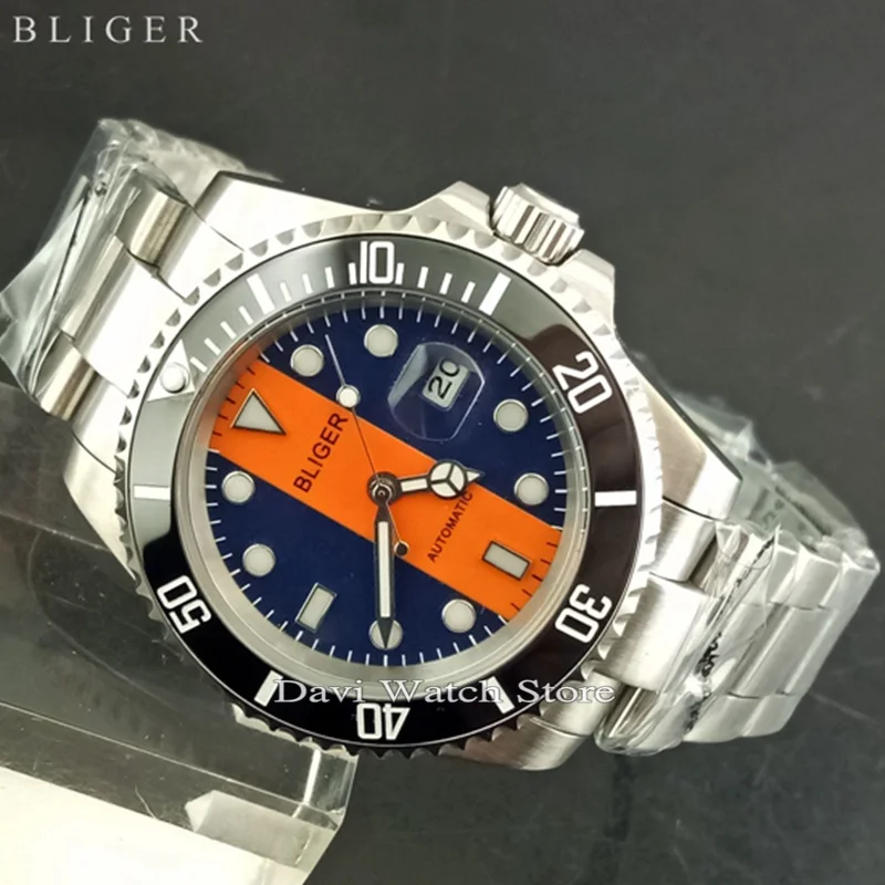 

Bliger 40mm Luminous Sapphire Ceramic Bezel Automatic Men's Date&Day Watch