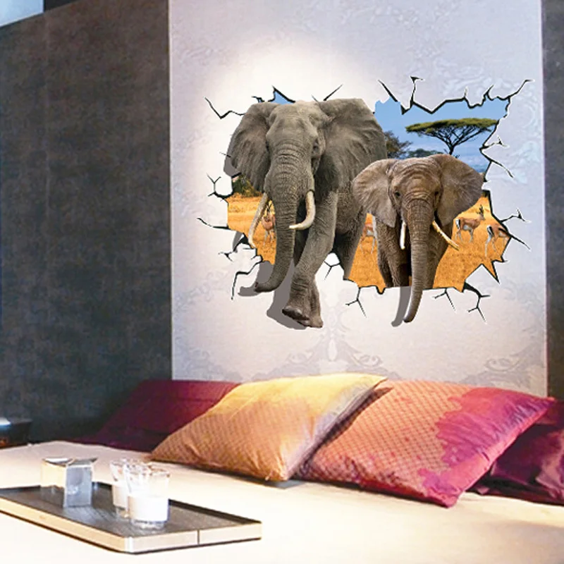 Buy 3D Elephants Wall Stickers Home Decor Wall Sticker