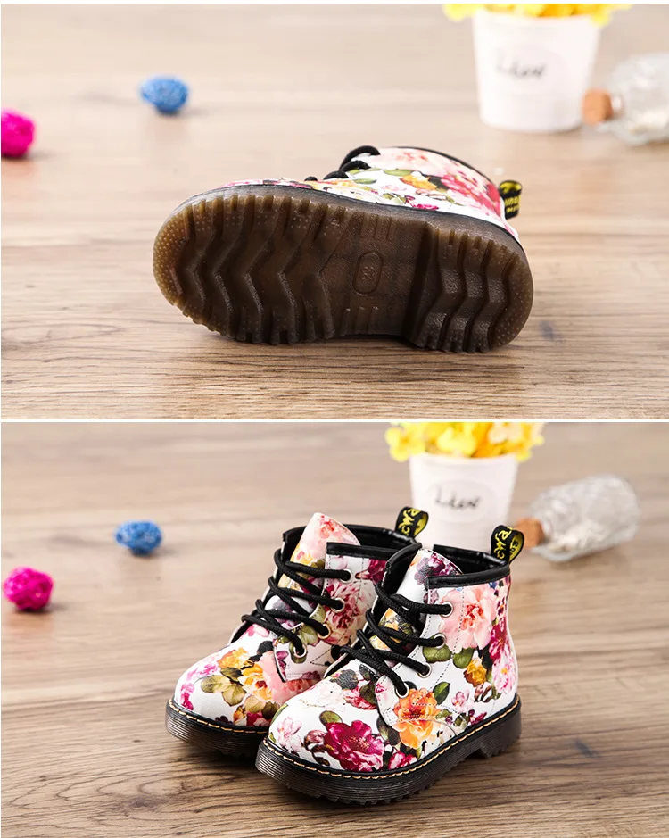 Г. Высококачественные детские ботинки от 1 до 5 лет обувь принцессы для маленьких девочек модные ботинки martin с цветами детская повседневная спортивная обувь