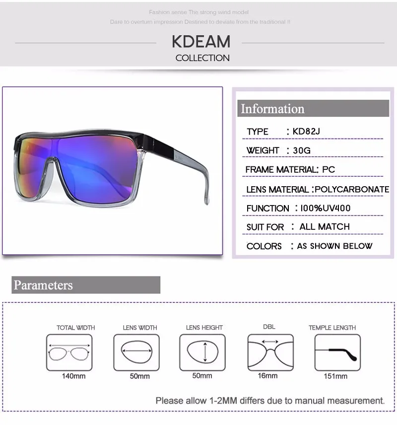 KDEAM Флинн oversize щит Солнцезащитные очки для женщин Для мужчин UV400 защиты Защита от солнца Очки Для женщин Винтаж большой размер очки с бренд жесткий коробка kd802
