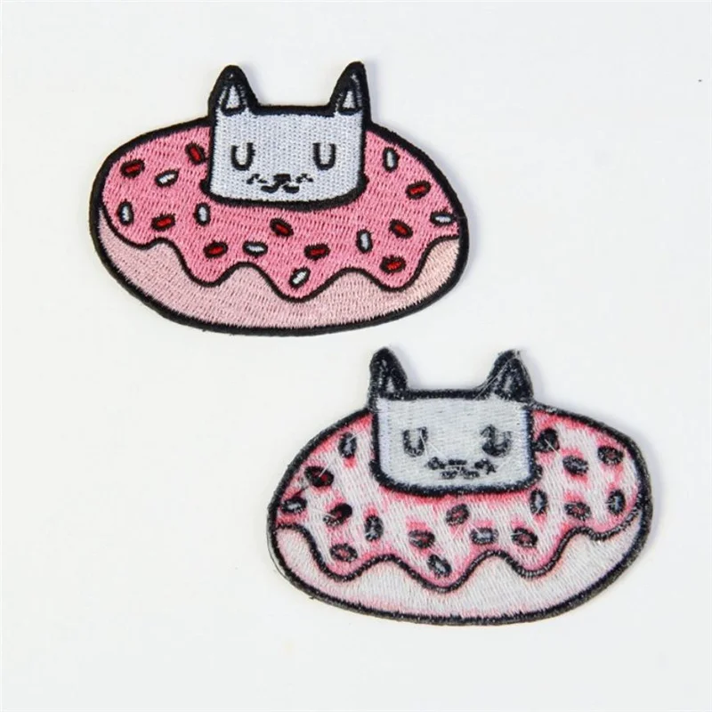 DoreenBeads/Милая футболка с вышитыми котами и нашивками стираемая железная нашивка
