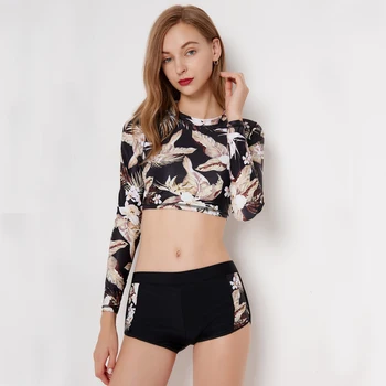 

Popular Long Sleeve Swimming Suit For Women Hot Sale Two-Piece Swimwear Fashion Surfing Swimsuit Bathing Suits Plus Size XXL