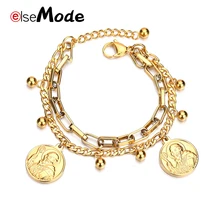 ELSEMODE религиозный святой Бенедикт нурсии католическая подвеска браслеты золото нержавеющая сталь для женщин Подарки Шарм ювелирные изделия