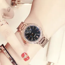 GUOU luxury Dress Brand Fashion Watch Woman Ladies Rose gold Diamond relogio feminino Dress Clock female relojes mujer 2017 New