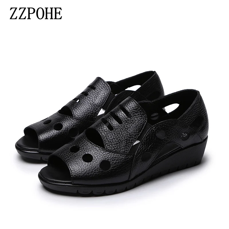 ZZPOHE Summer Fashion Woman Shoes Women Genuine Leather Sandals Ladies