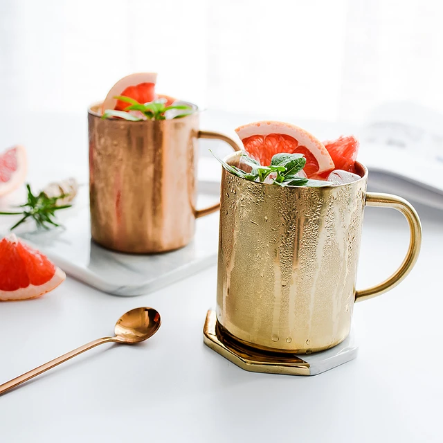 Best Price Chic 304 Stainless Steel Mugs Double Titanium Anti-hot Mug Plating Gold Rose Sliver Coffee Cup Breakfast Milk Cups Mug 450ml