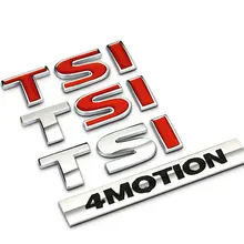 Badge de remontage en alliage de Zinc TSI 4 mouvements rouge et argent, autocollant 3D, marque de capacité de décharge arrière pour VW Volkswagen