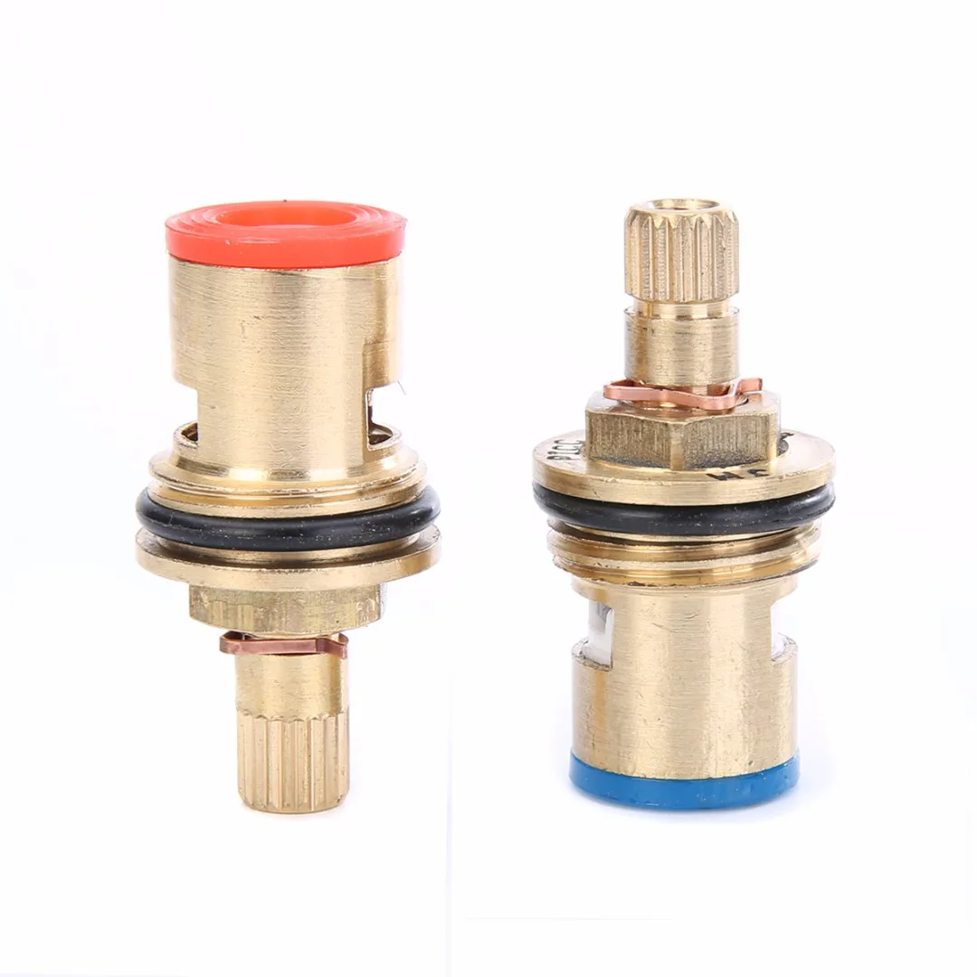 Mayitr 2pcs Brass Ceramic Disc Cartridge Valves Quarter Turn Cartridges Gland Insert 20 Teeth Basin Bathroom Repair Kit