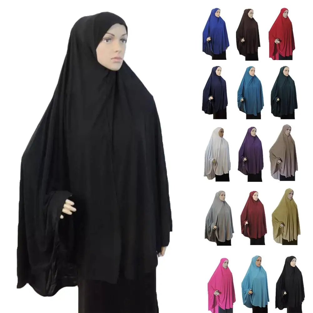 

Khimar Hijab Muslim Women Long Scarf Overhead Hijabs Islamic Prayer Clothes Arab Niqab Burqa Ramadan Chest Cover Shawl Wraps Cap
