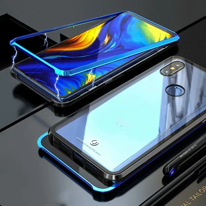 Роскошный магнитный металлический чехол-бампер для Xiaomi mi x3, чехол из закаленного стекла, рамка для Xiaomi mi x 3, чехол, противоударный жесткий чехол на заднюю панель