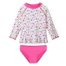 BAOHULU UPF50+ мультяшный купальник для маленьких девочек, 2 предмета, купальный костюм для девочек, длинный детский купальник, одежда для купания для малышей, пляжная одежда