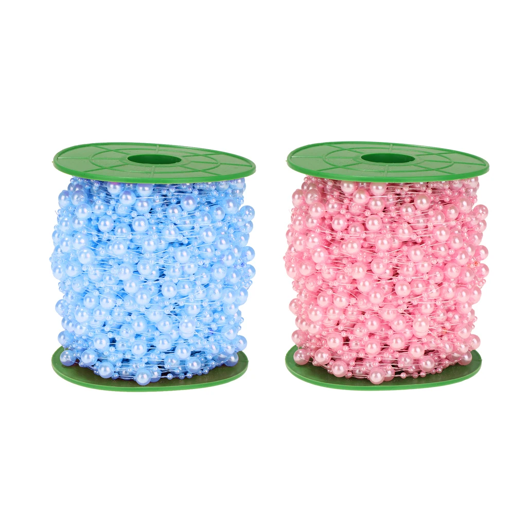 Set of 2 Roll Artificial Pearls String Beads Chain Garland Home Party DIY