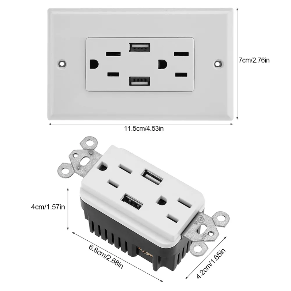 Двойной удлинитель с USB настенная розетка питания розетка с USB штепсельная вилка DC 5 V 2.4A