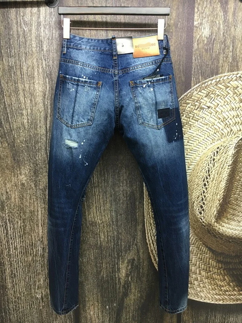 2018  New Skinny Jeans For Men Black Jeans Distressed Stretch Men Holes Stylish Fashionable Jeans Straight Male Jean fear of god