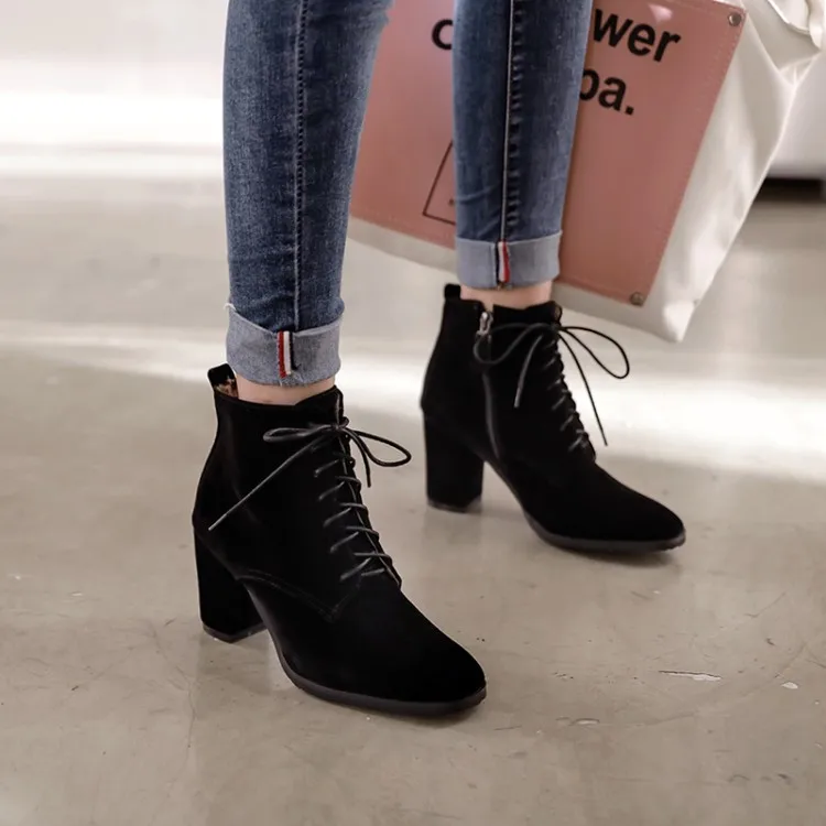 

Big Size 11 12 13 14 15 16 17 Fashion of European and American Square Head Leisure Side Zipper Short Boots