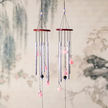 

Creative Pink Flamingo Metal Silver Tube Wind Chime Home Decoration Student Gift Wind Chimes Crafts Pendant Kids Birthday Gifts