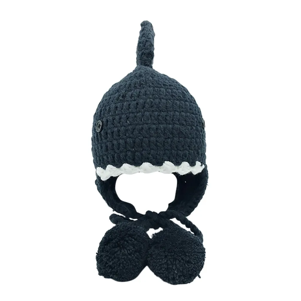 Детские теплые шапки с ушками акулы, мультяшная подвижная шерстяная шапка шарф, комплект, детская шляпа Enfant Cartton, милая шапка для мальчиков и девочек, 1D19