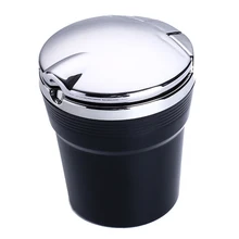 Portable Stainless Black Auto Car Cigarette Ashtray with Blue LED Light Car Trash High Quality