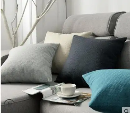 

Simple solid color cotton linen pillowcase Living room cushion cover lumbar pillow cover household