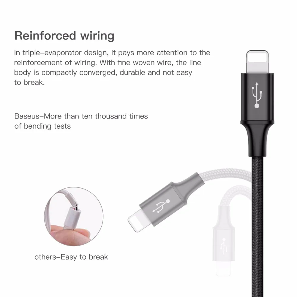 Кабель USB Baseus 3 в 1 для iPhone X 8 7 6 кабель Micro Type C Samsung S9 S8 быстрой зарядки type c|Кабели