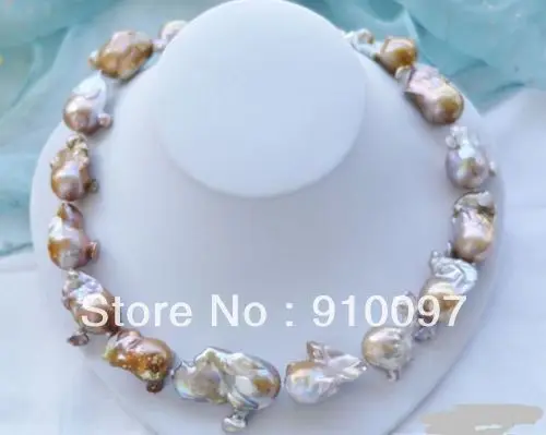 

free shipping >>>LAVENDER 25-28mm BAROQUE KESHI REBORN PEARL NECKLACE