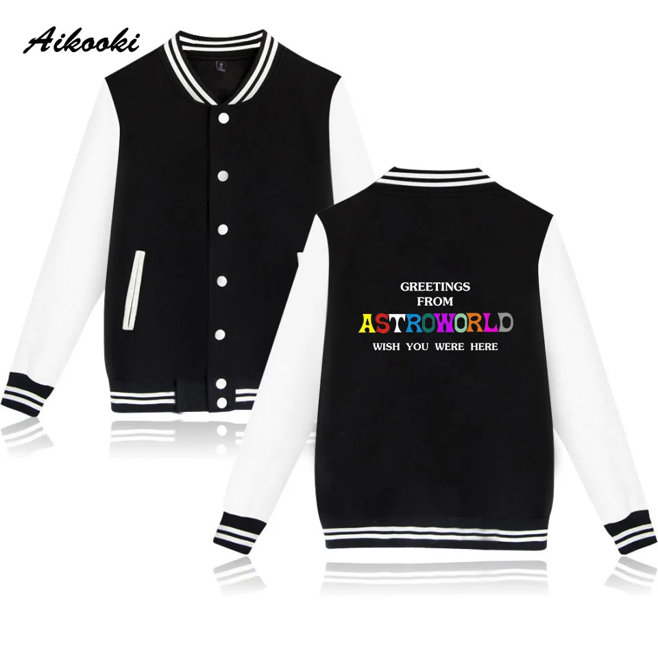 

Aikooki Travis Scotts ASTROWORLD Funny Baseball Jackets Popular Collage Long Sleeve Men/Women Casual ASTROWORLD Jacket Clothes
