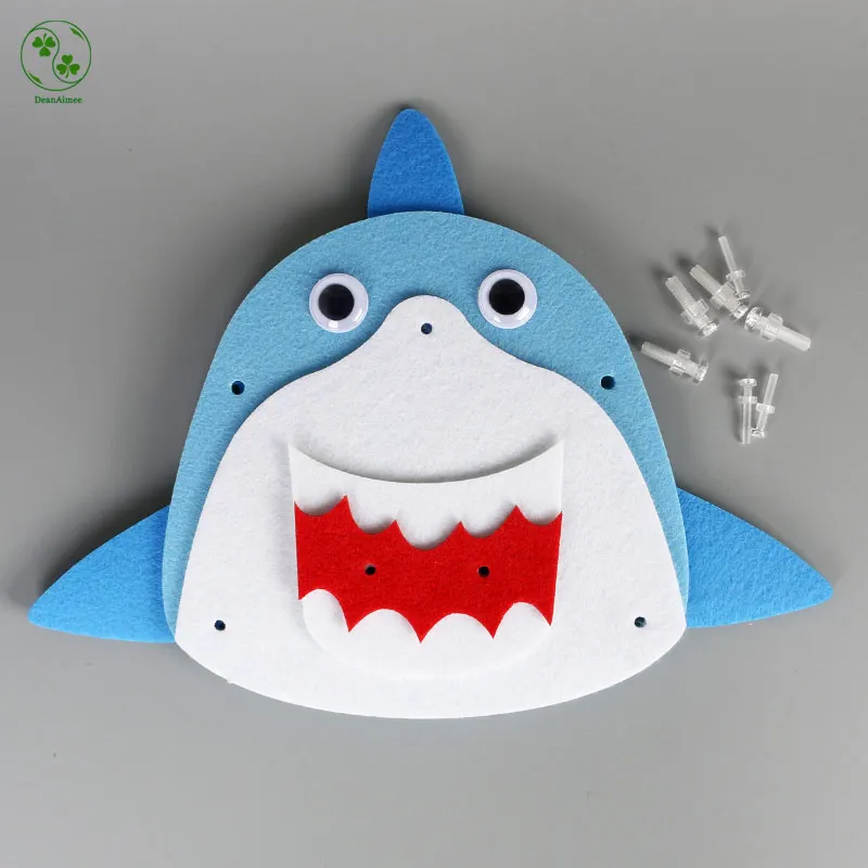 

Kids Early Learning Child DIY Learn to Tighten the Screws and Nuts Nonwoven DIY Felt Fabric Shark Craft Educational Toys