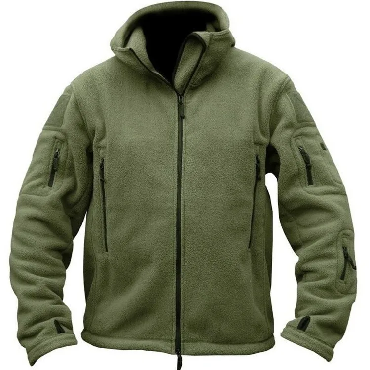 Человек Polartec термобелье Полар-флиса Верхняя одежда с капюшоном, пальто флисовая куртка тактическая куртка милитари армейская одежда HJ005 - Цвет: green
