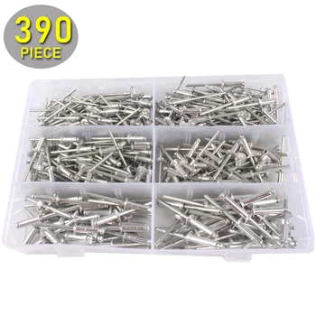 

390pcs Aluminium Rivets Assortment Kit M3.2 M4 M4.8 Blind Rivet By Bolt Dropper Stored in Plastic Box