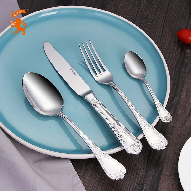 Royal oak table gift 304 stainless steel dinnerware set tableware cutlery flatware mirror polish dinneknife fork spoon tea spoon