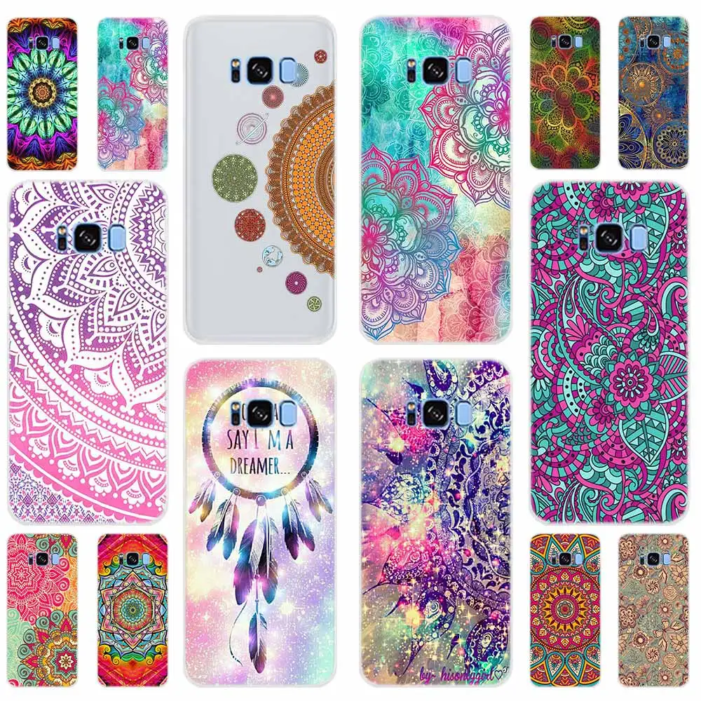 Чехол для телефона с рисунком Samsung Galaxy S8 S9 S10 S20 S21 Plus Cover S10E S7 Edge Uitra цветная Мандала