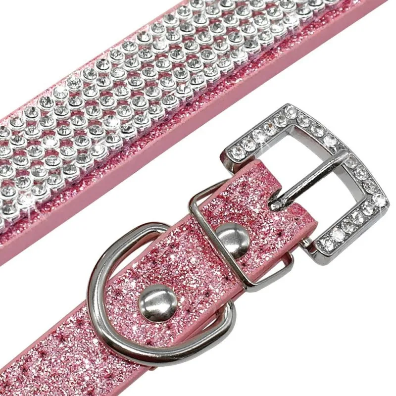 Cool Sharp PU Necklace Adjustable Cat Collar Cat Kitty Pet Lead Collar Pet Supplies Bling Rhinestone PU Leather Cat Dog Toys (4)