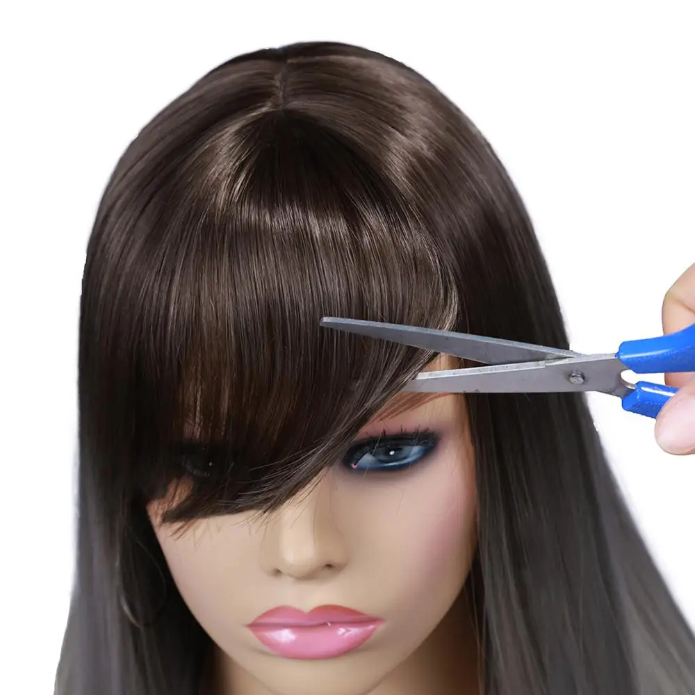 FAVE синтетический парик прямой льняной серебряный 20 дюймов с боковой частью взрыва градиент цвета волос Конец натуральный размер отрегулировать для черных женщин