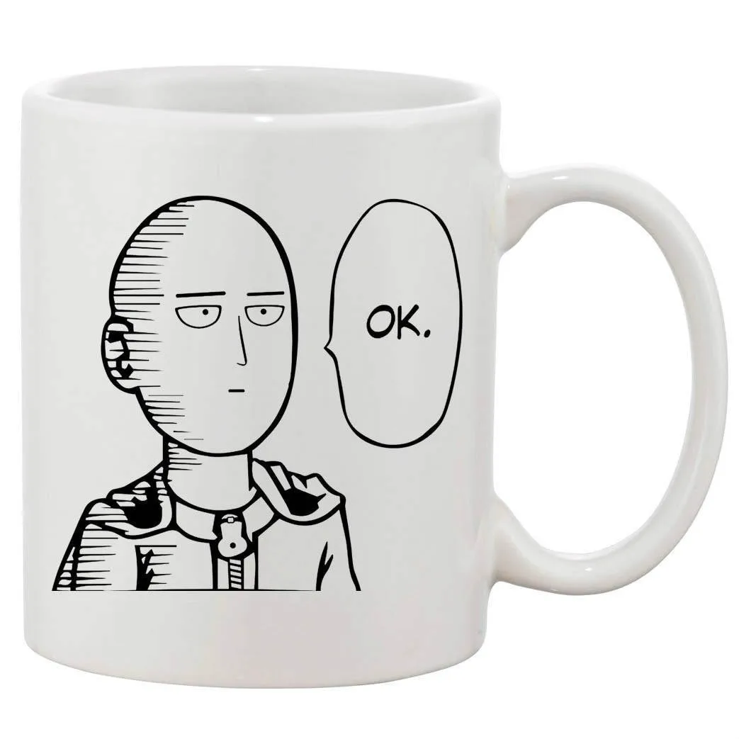 Saitama One Punch Man Ok керамическая кофейная кружка белая 11 унций-в кружках Подарочная кружка для чая молока кружки