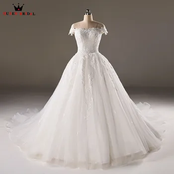شراءالكرة ثوب قبعة الأكمام الدانتيل مطرز طويل رسمي فاخر فساتين الزفاف الزفاف جديد 2020 صور حقيقية ثوب زفاف مخصص XH22