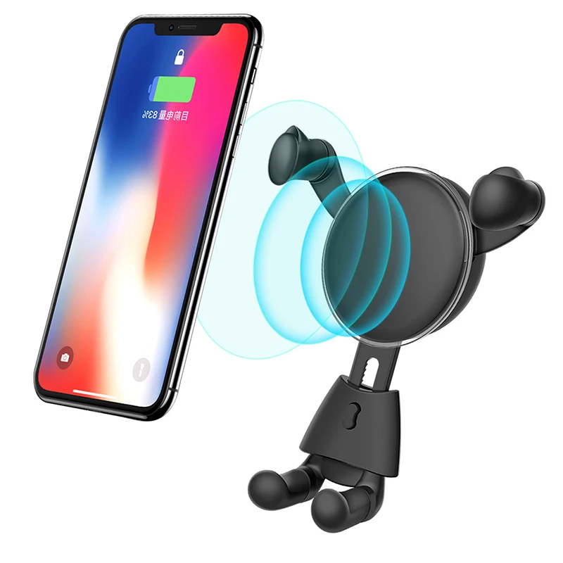Lewoer Qi Car Wireless Charger for iPhone XS Max XR 8 Samsung Smart Infrared Holder Stand Air Vent Gravity Car Phone Holder