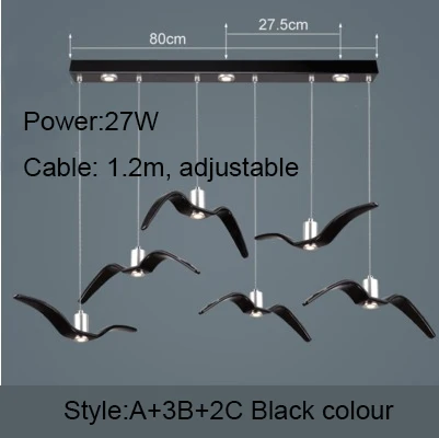 Смола Brokis ночные птицы силуэт небо свобода птица Чайка подвесной светильник - Цвет корпуса: A3B2C Black L80CM