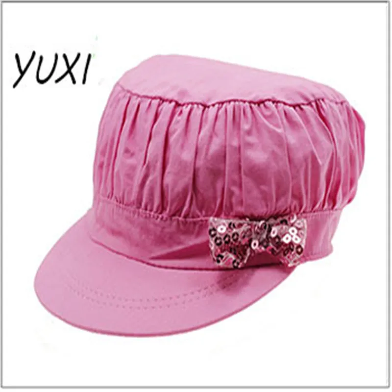 2017 New Military Hats Export to Europe Spanish Beanies Sequins Bow Children Caps Elastic Hat