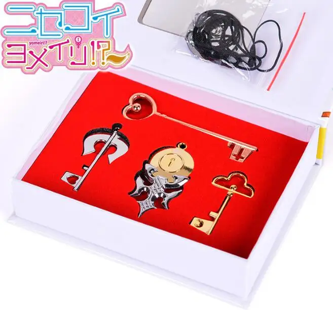 Nisekoi - Raku Ichijou and Chitoge Kirisaki 4pcs/set Keys Pendant Necklace