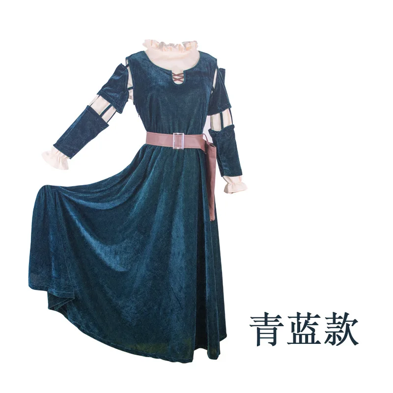 Brave Merida Dresses Princess Merida Cosplay Costume Halloween mediaeval Costumes European medieval vintage court queen dress