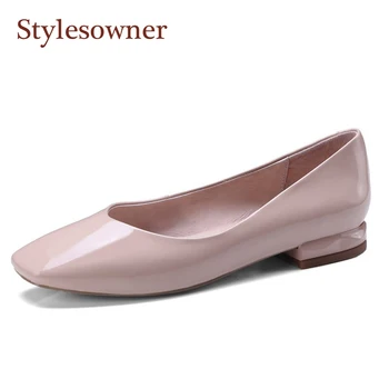 

Stylesowner 2020 Square Toe Flats For Woman Spring Summer Patent Leather Slip-on Casual Flat Shoes Brief Style Mujer Sapato