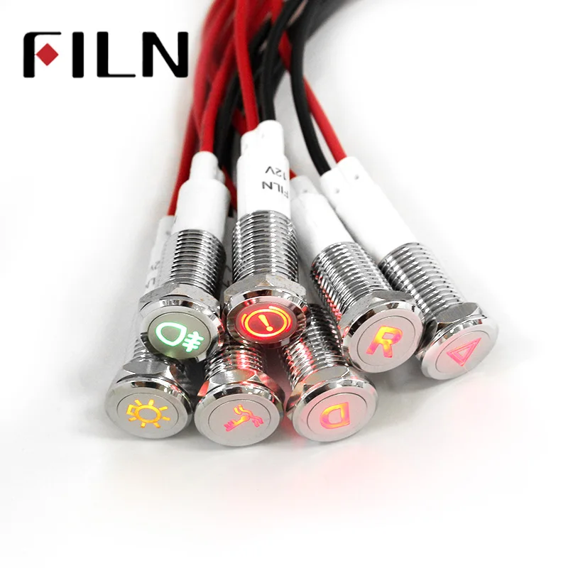 Chrome Waterproof Lamp FILN 12V LED Car Boat LED Warning Dashboard Signal Lights Instrument Pilot light 10mm (9)