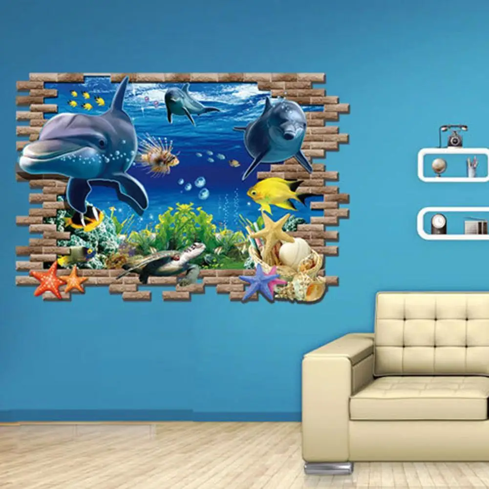 Водонепроницаемый 3D морской Кит Рыба настенные наклейки s для детской комнаты украшения Diy ПВХ наклейки обои наклейки для ванной комнаты украшения новые