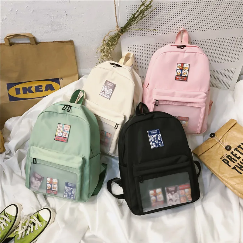 Menghuo Cute Clear Transparent Women Backpacks PVC Student Schoolbags Fashion Teenage Girls Bags for School Backpack New Mochila